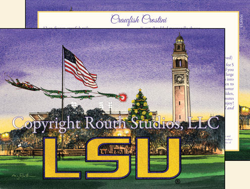 LSU Christmas Cards, LSU Parade Grounds, LSU Memorial Tower